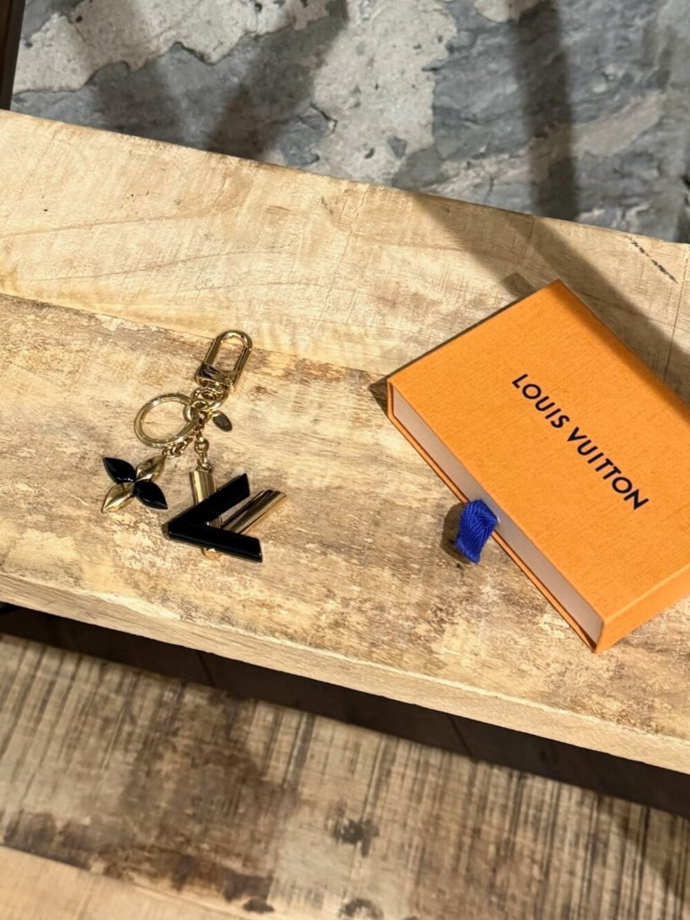 Louis Vuitton Gold Black LV Twist Key Holder Bag Charm